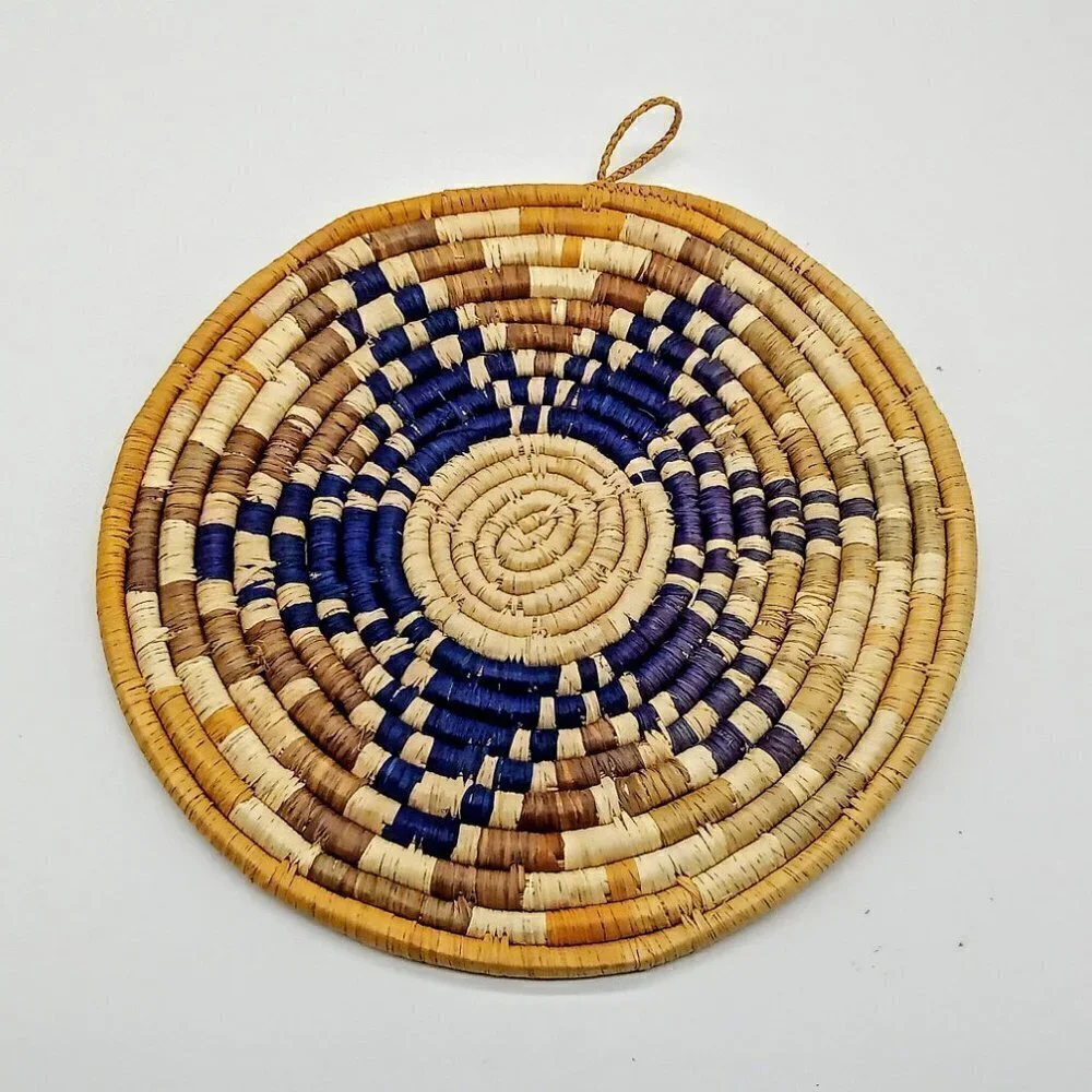 Golden Yellow & Navy Blue Woven Star Wall Hanging